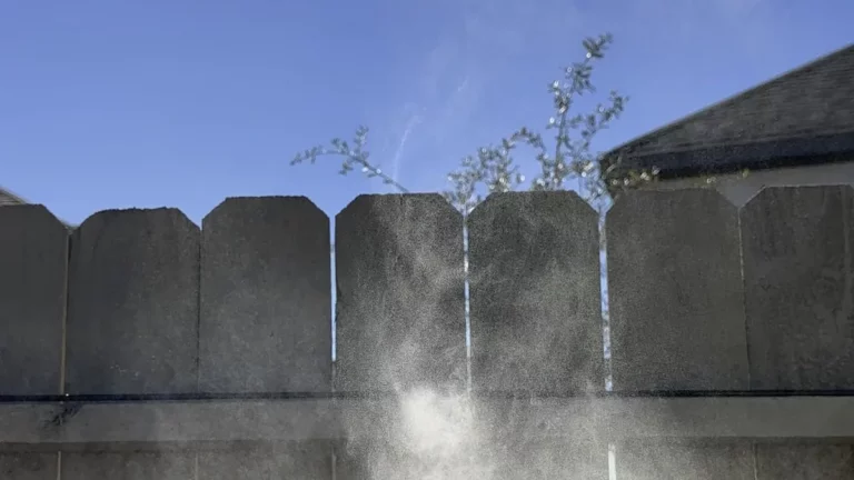 Fence-top mosquito misting nozzles installed by Texan Mosquito Systems delivering a perimeter prevention treatment