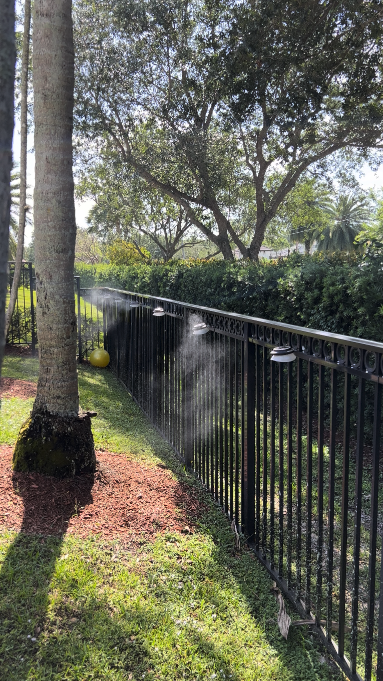 Wrought-iron fence perimeter mosquito misting install DFW TX, Texan Mosquito Systems