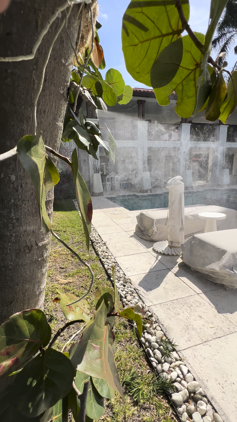 Backyard courtyard mosquito misting install Houston TX, Texan Mosquito Systems
